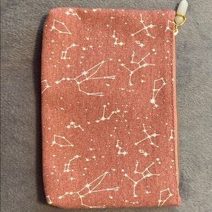 blush pink & white constellation makeup bag